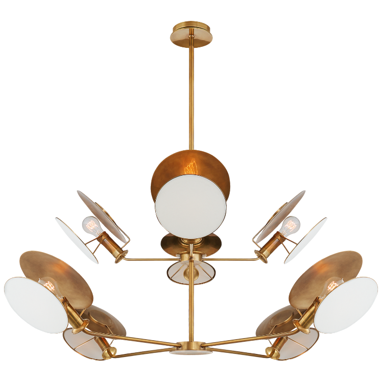 Picture of Osiris Large Reflector Chandelier in Hand-Rubbed Antique Brass with Linen Diffuser