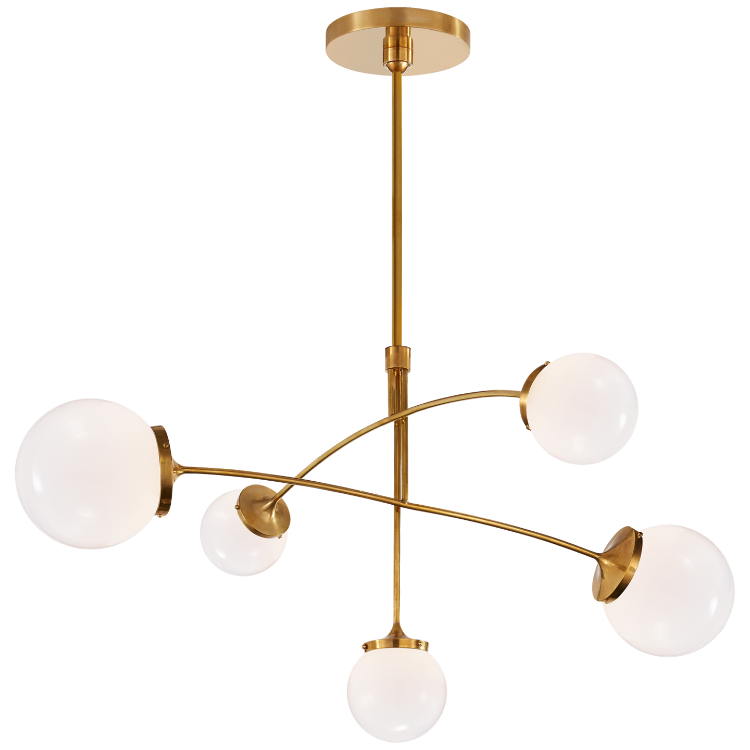 Picture of Prescott Medium Mobile Chandelier in Soft Brass with White Glass