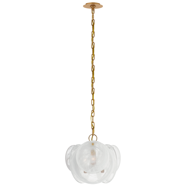 Picture of Loire Petite Chandelier in Gild with White Strie Glass