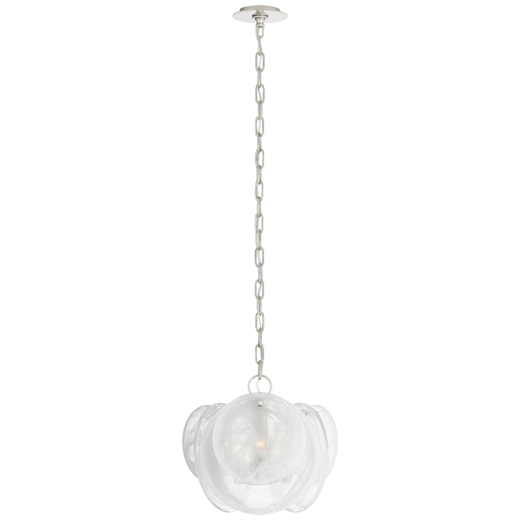 Picture of Loire Petite Chandelier in Polished Nickel with White Strie Glass