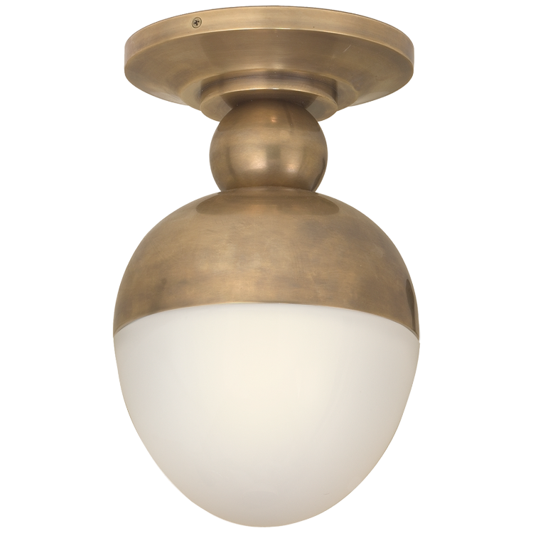 Picture of Clark Flush Mount in Hand-Rubbed Antique Brass with White Glass