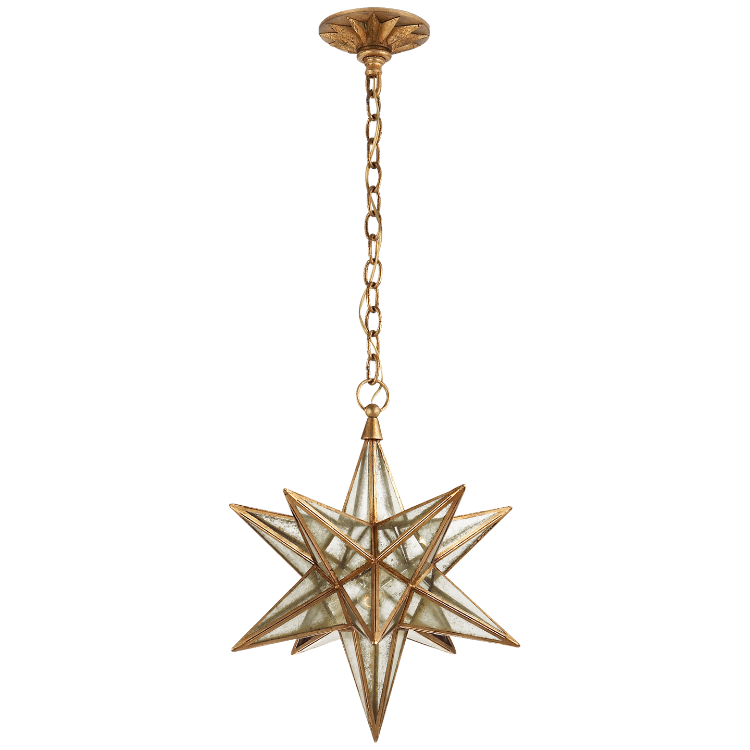 Picture of Moravian Medium Star in Gilded Iron with Antique Mirror