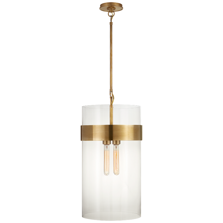 Picture of Presidio Medium Pendant in Hand-Rubbed Antique Brass with Clear Glass