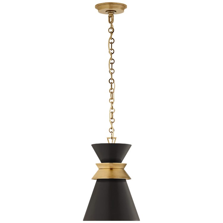 Picture of Alborg Small Stacked Pendant in Antique- Burnished Brass with Matte Black Shade