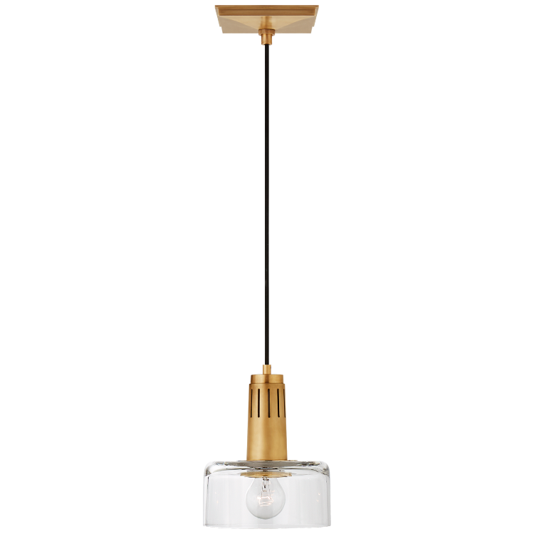 Picture of Iris Single Pendant in Hand-Rubbed Antique Brass with Clear Glass