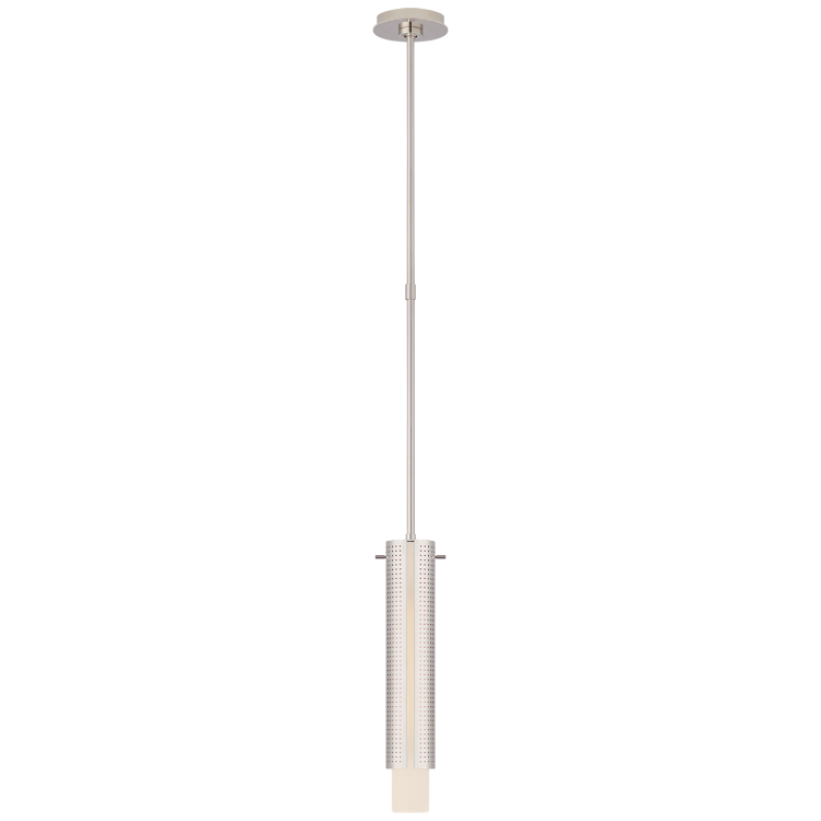 Picture of Precision Small Cylinder Pendant in Polished Nickel with White Glass