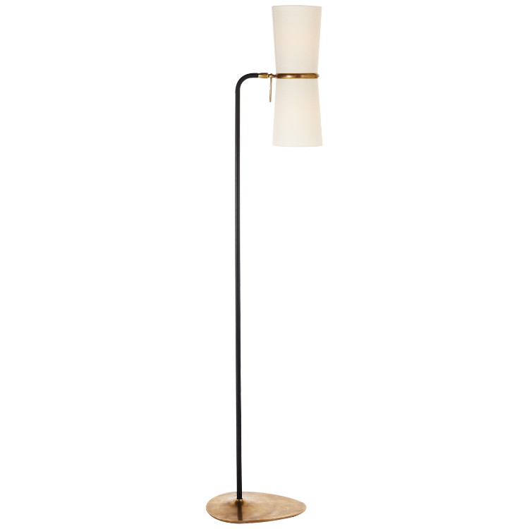 Picture of Clarkson Floor Lamp in Black with Linen Shades