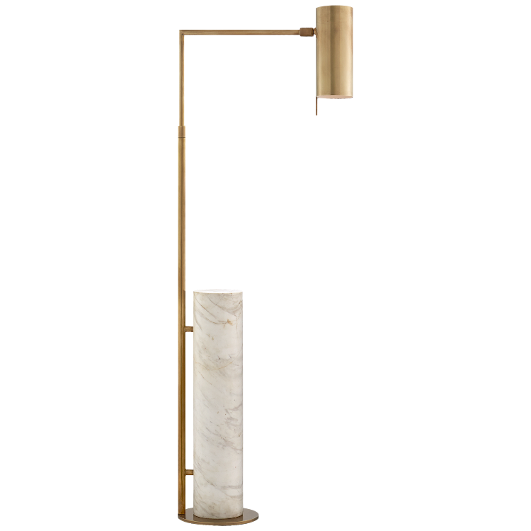 Picture of Alma Floor Lamp in Antique-Burnished Brass and White Marble