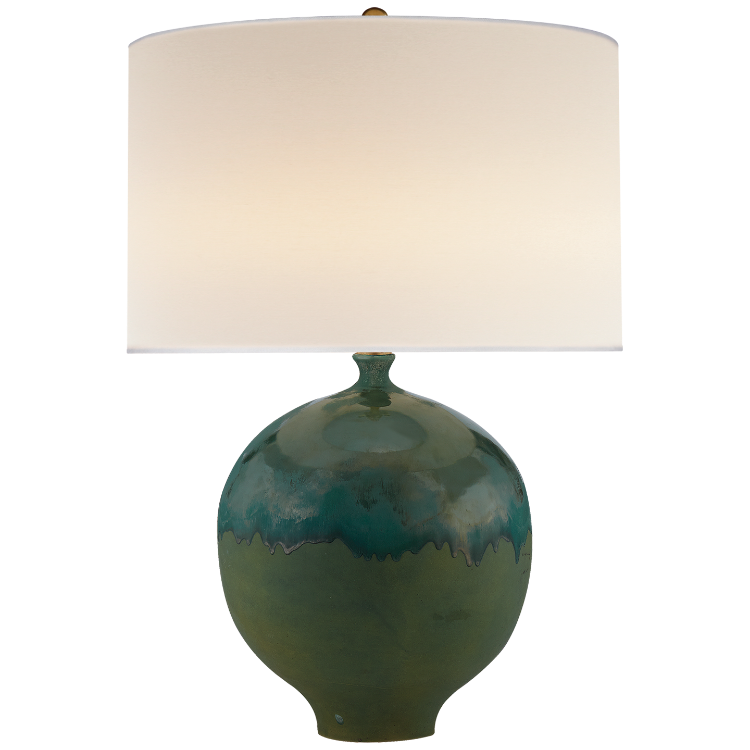 Picture of Gaios Table Lamp in Volcanic Verdi with Linen Shade