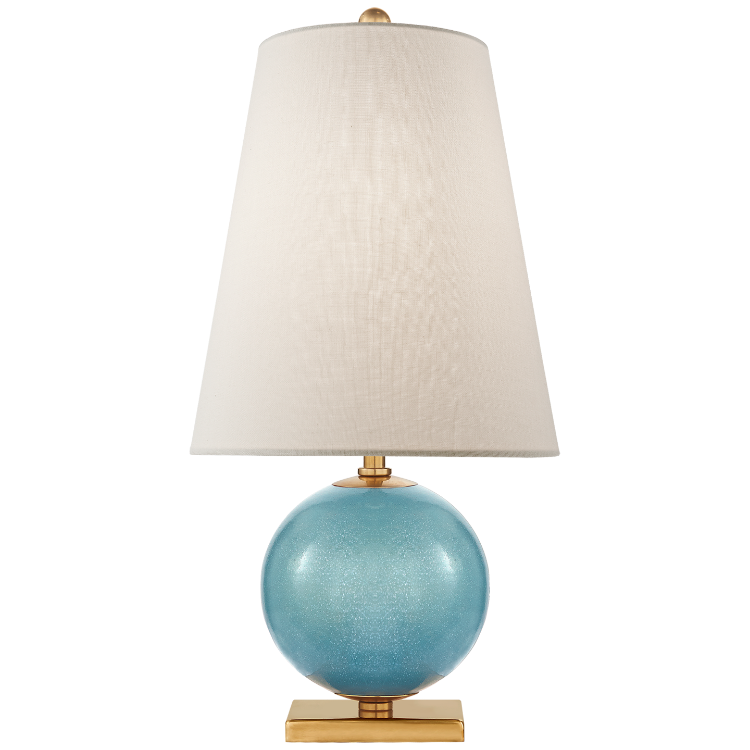 Picture of Corbin Mini Accent Lamp in Sandy Turquoise with Cream Linen Shade