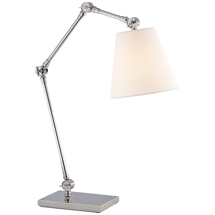 Picture of Graves Task Lamp in Polished Nickel with Linen Shade