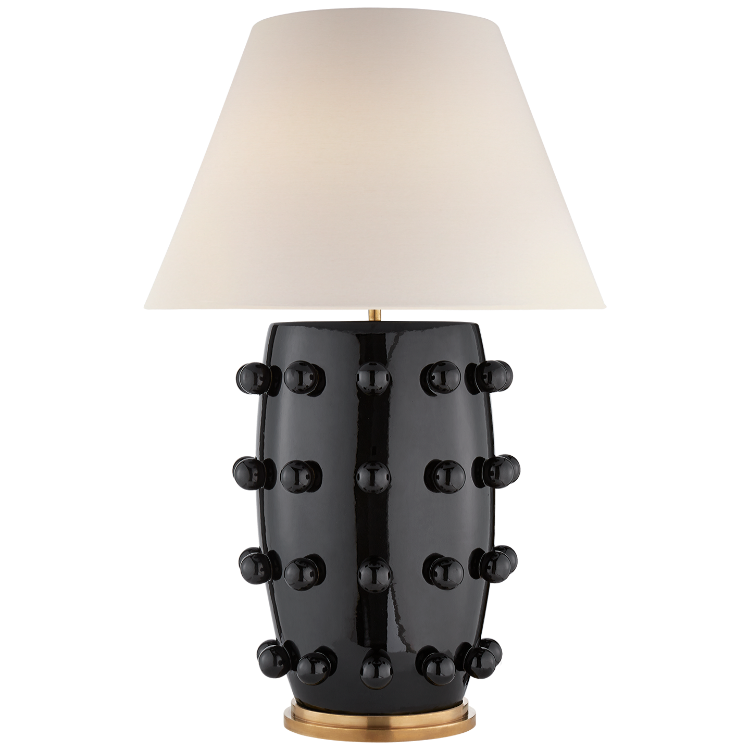 Picture of Linden Table Lamp in Black with Linen Shade