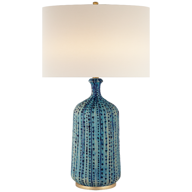 Picture of Culloden Table Lamp in Pebbled Aquamarine with Linen Shade