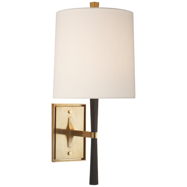 Picture of Refined Rib Sconce in Ebony Resin and Soft Brass with Linen Shade