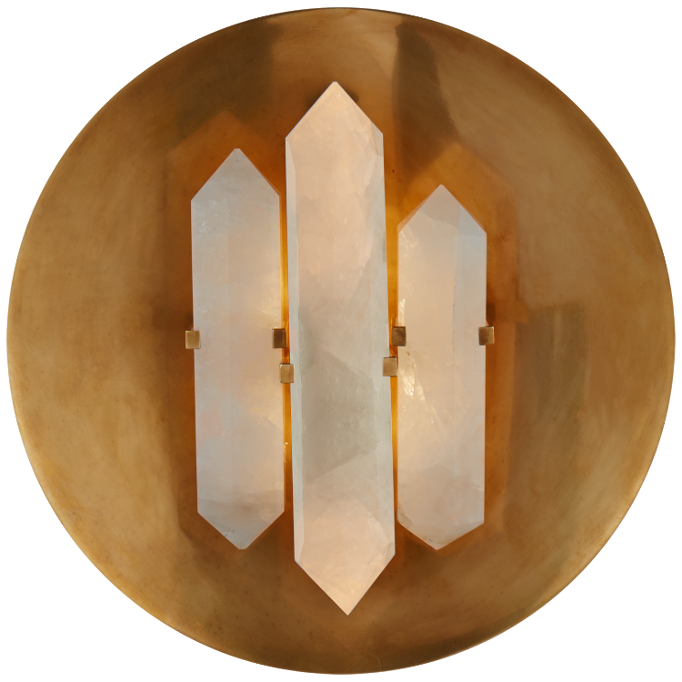 Picture of Halcyon Round Sconce in Antique-Burnished Brass and Quartz