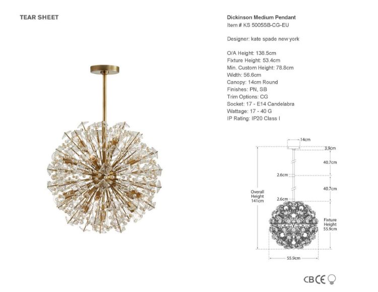 Picture of Dickinson Medium Chandelier in Soft Brass with Clear Glass and Cream Pearls