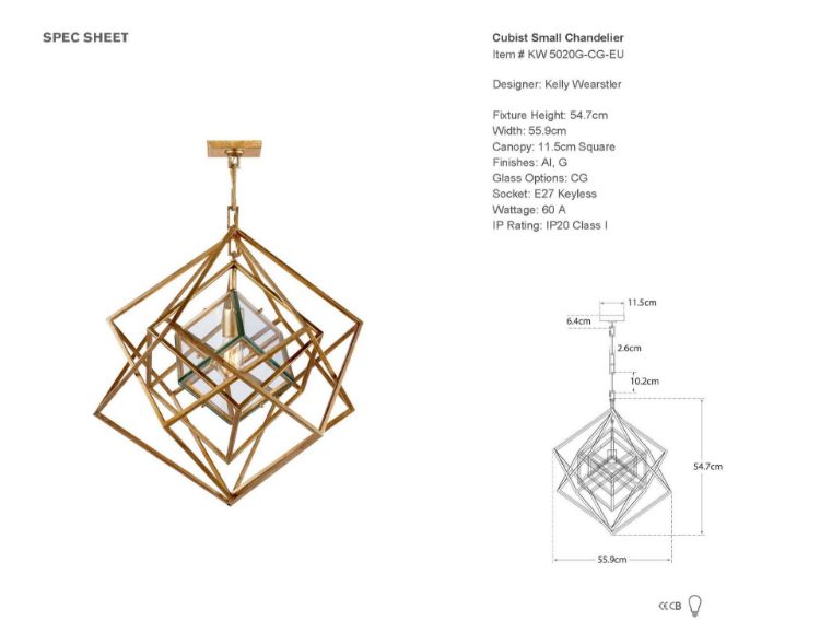Picture of Cubist Small Chandelier in Gild