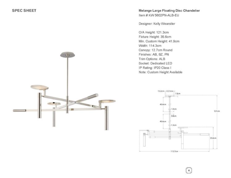 Picture of Melange Large Floating Disc Chandelier in Polished Nickel with Alabaster
