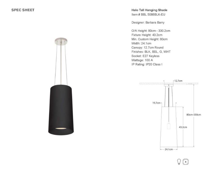 Picture of Halo Tall Hanging Shade in Matte Black