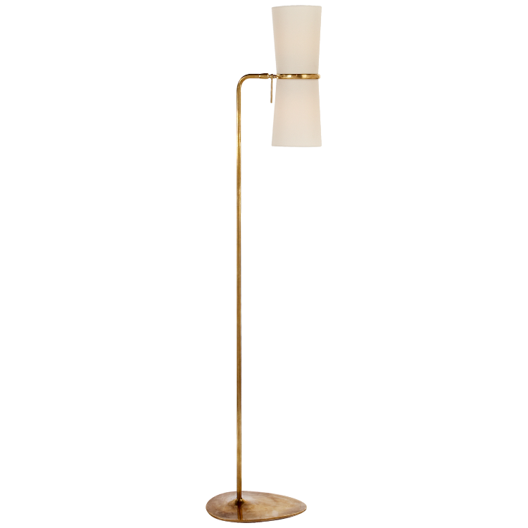 Picture of Clarkson Floor Lamp in Hand-Rubbed Antique Brass with Linen Shades