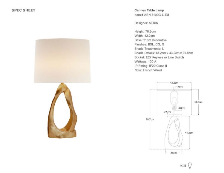 Picture of Cannes Table Lamp in Gild with Linen Shade