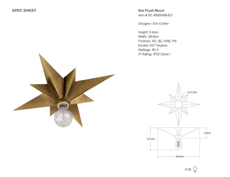 Picture of Star Flush Mount in Hand-Rubbed Antique Brass