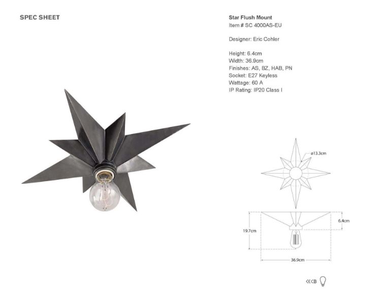 Picture of Star Flush Mounts in Antique Silver