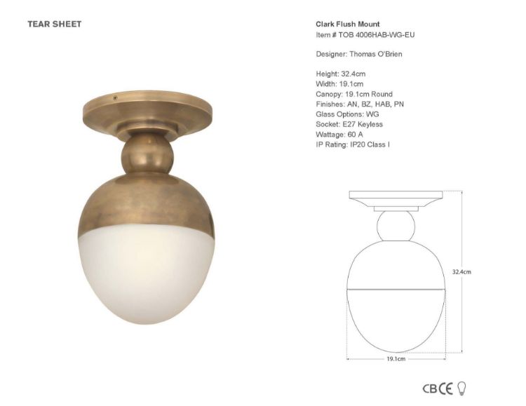 Picture of Clark Flush Mount in Hand-Rubbed Antique Brass with White Glass
