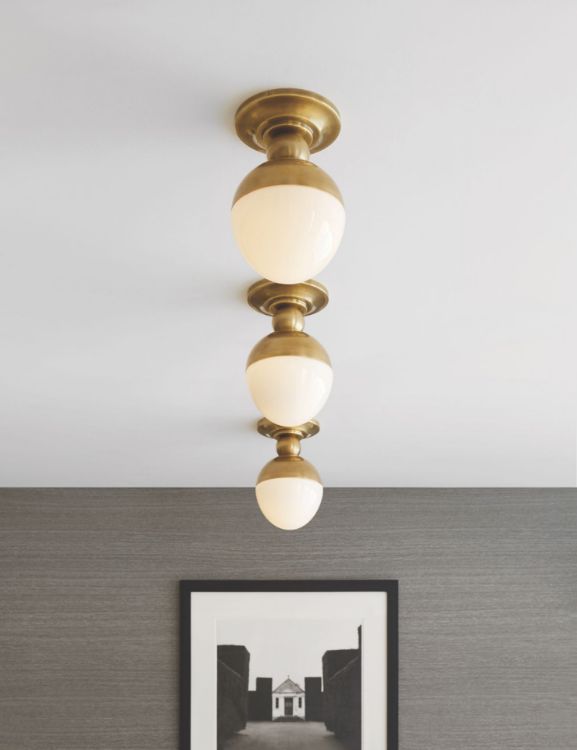 Picture of Clark Flush Mount in Hand-Rubbed Antique Brass with White Glass