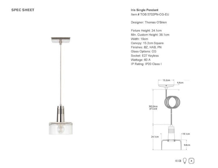 Picture of Iris Single Pendant in Polished Nickel with Clear Glass