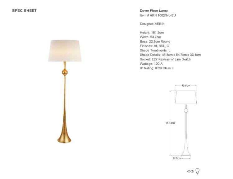 Picture of Dover Floor Lamp in Gilded with Linen Shade
