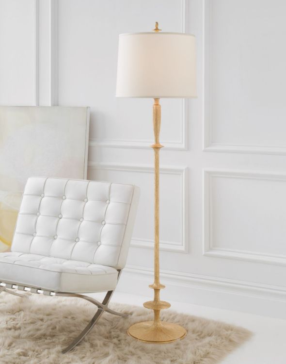 Picture of Lotus Floor Lamp in Plaster White with Linen Shade