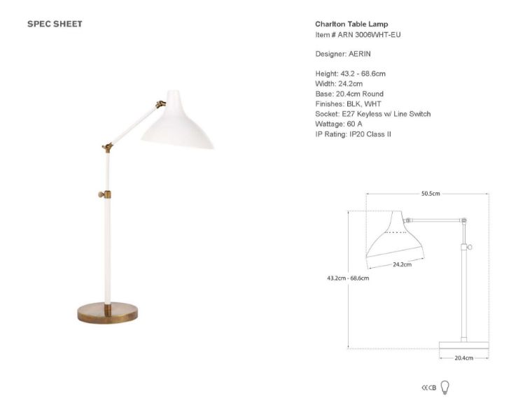 Picture of Charlton Table Lamp in White
