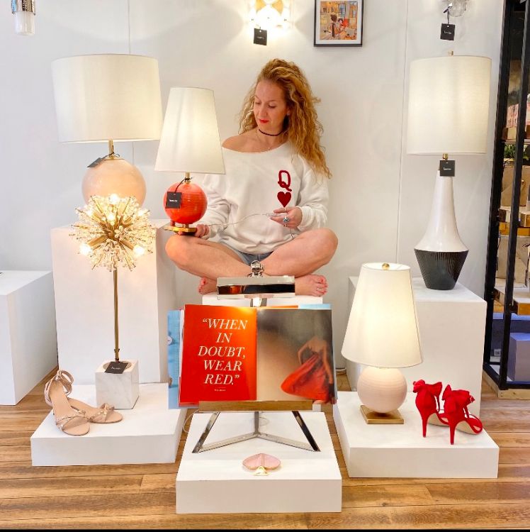 Picture of Elsie Table Lamp in Cream Painted Glass with Cream Linen Shade