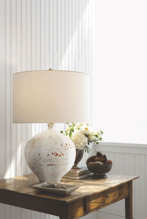 Picture of Gaios Table Lamp in Pharoah White with Linen Shade
