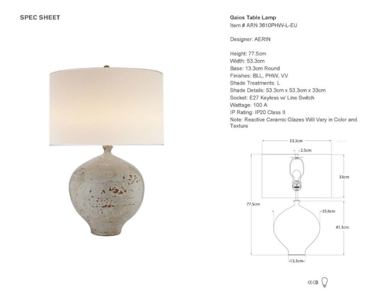 Picture of Gaios Table Lamp in Pharoah White with Linen Shade