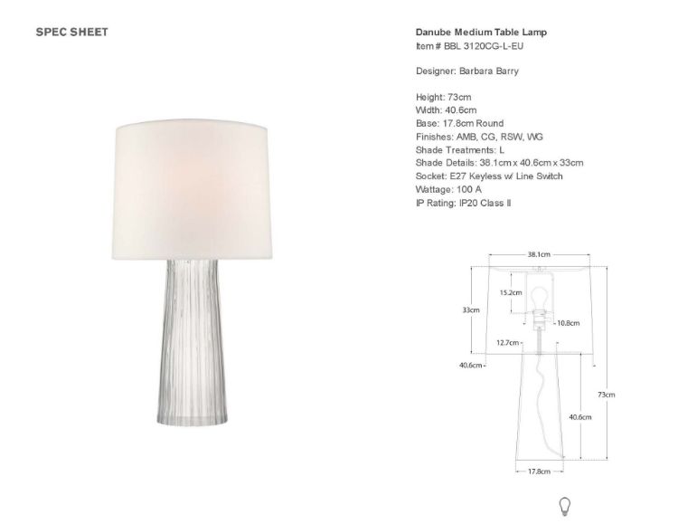 Picture of Danube Medium Table Lamp in Clear Glass with Linen Shade