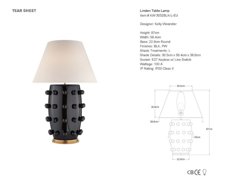 Picture of Linden Table Lamp in Black with Linen Shade