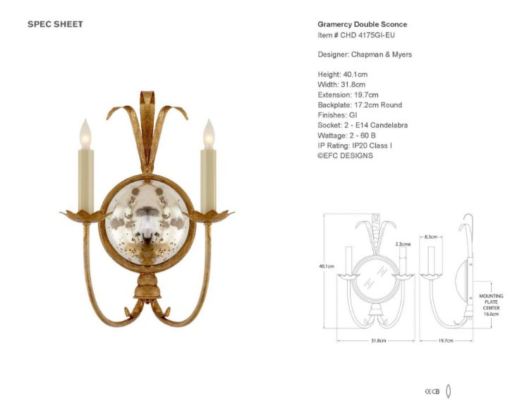 Picture of Gramercy Double Sconce in Gilded Iron