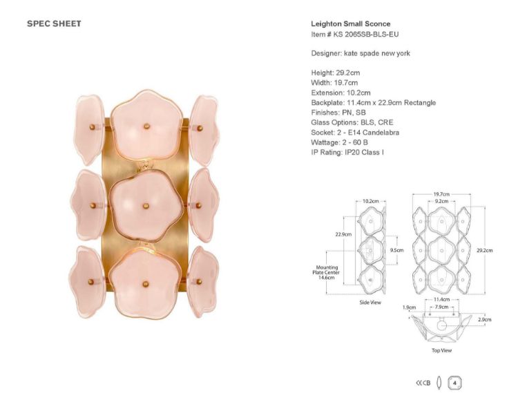 Picture of Leighton Small Sconce in Soft Brass with Blush Tinted Glass