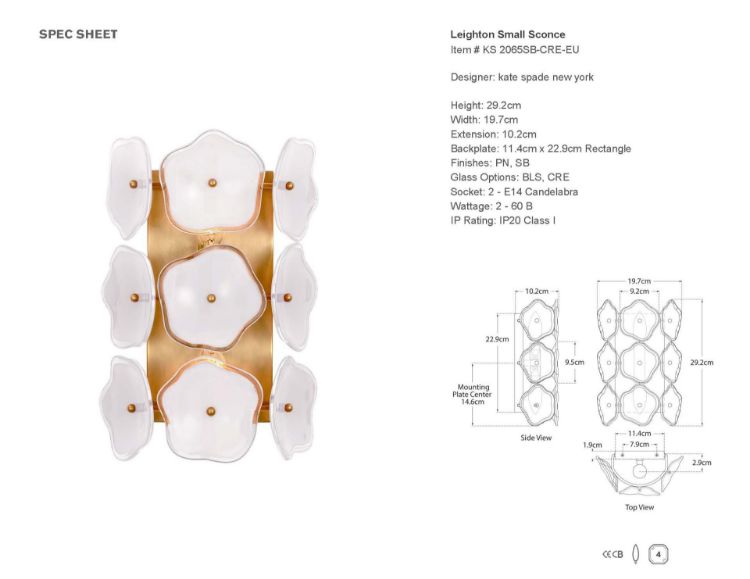 Picture of Leighton Small Sconce in Soft Brass with Cream Tinted Glass