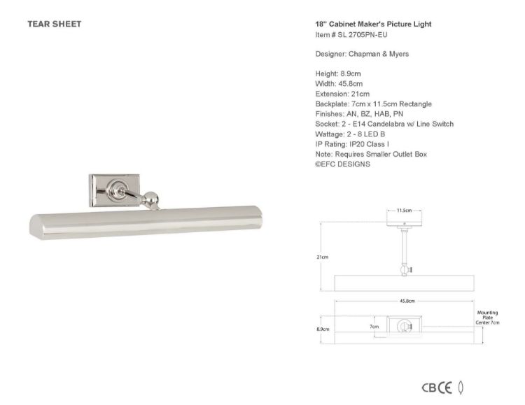 Picture of 18" Cabinet Maker's Picture Light in Polished Nickel