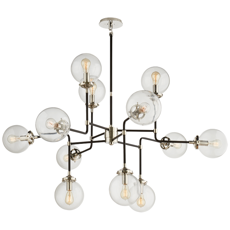Picture of Bistro Medium Chandelier in Polished Nickel with Clear Glass