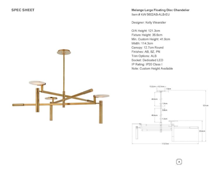 Picture of Melange Large Floating Disc Chandelier in Antique-Burnished Brass with Alabaster