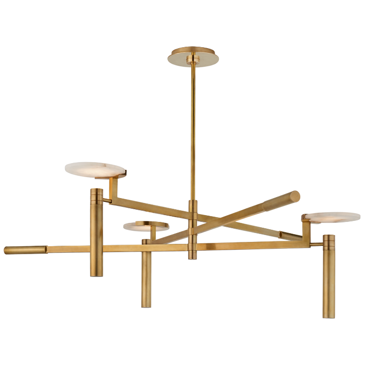 Picture of Melange Large Floating Disc Chandelier in Antique-Burnished Brass with Alabaster