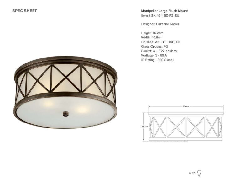 Picture of Montpelier Large Flush Mount in Bronze with Frosted Glass