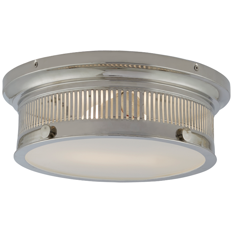 Picture of Alderly Small Flush Mount in Polished Nickel with White Glass