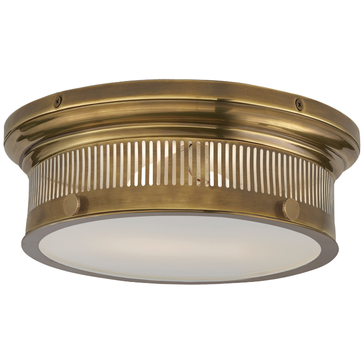 Picture of Alderly Small Flush Mount in Antique Brass with White Glass
