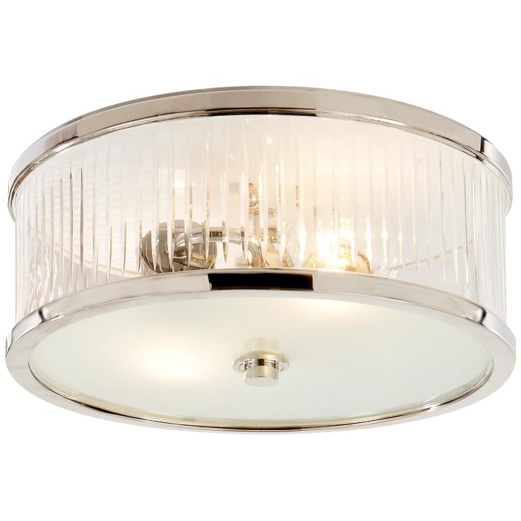 Picture of Randolph Large Round Flush Mount in Polished Nickel with Crystal and Frosted Glass