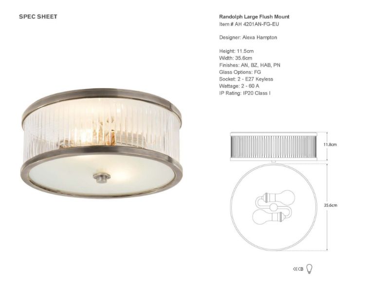 Picture of Randolph Large Flush Mounts in Antique Nickel